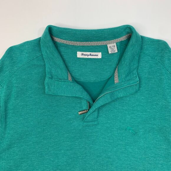 Tommy Bahama Sweater Mens XL Extra Large Cypress Green 1/4 Zip Playa Pina Port - Picture 5 of 12